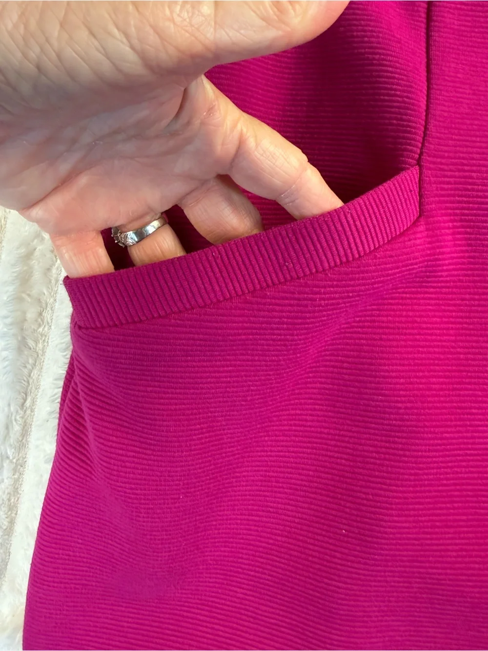 Boden Hot Pink Cornelia Ottoman Ribbed Knit Dress Pockets Size 10R‎
